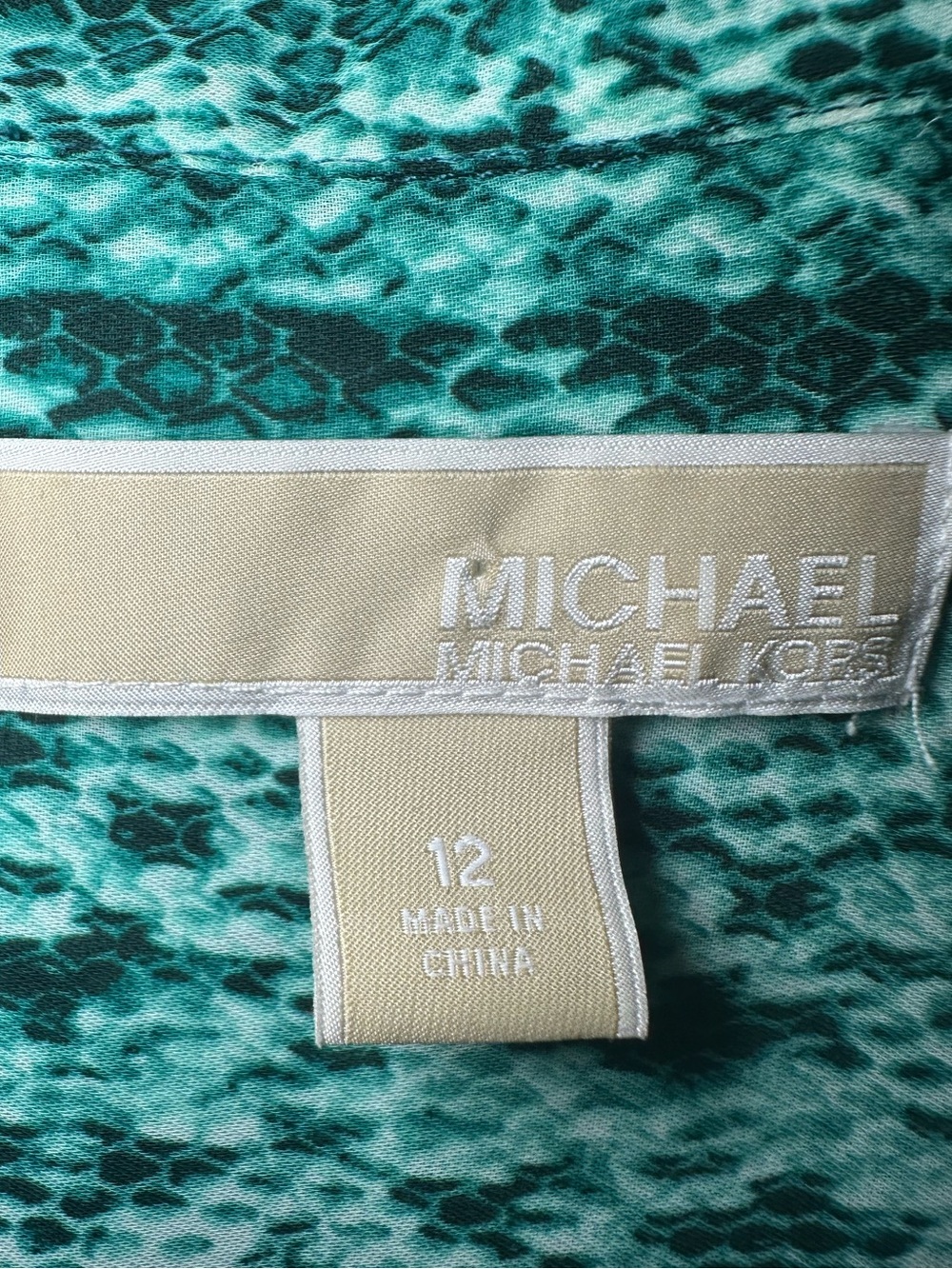 MICHAEL Michael Kors Teal Snake Print Long-Sleeve Blouse - Picture 3 of 10